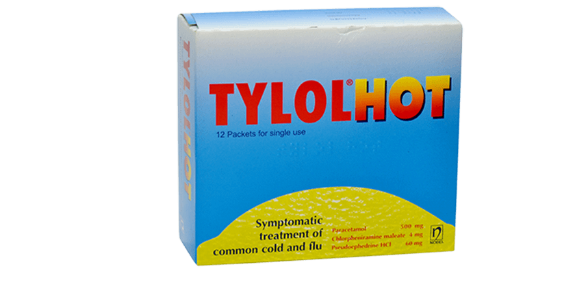TYLOL HOT 500mg/4mg/60mg 12 Packets For Single Use